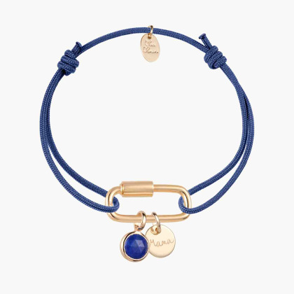 Personalisiertes Lucky Charm Geburtsstein Armbändchen vergoldet merci maman