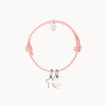 Braccialetto personalizzato con mini croce in argento merci maman