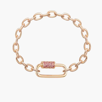 Personalisiertes Pinker Kristall Lucky Charm Namensarmband vergoldet merci maman