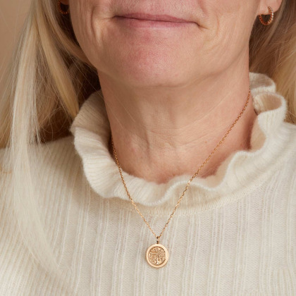Collana personalizzata con medaglia albero della vita placcato in oro merci maman