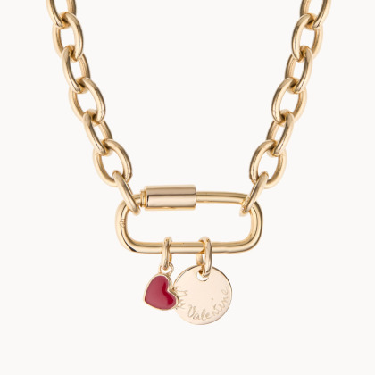Collar personalizado con amuleto de la suerte corazón San Valentín baño de oro merci maman