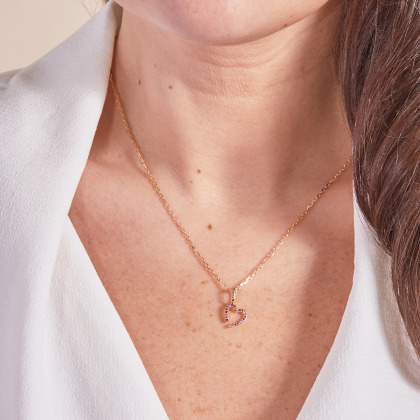 Collana Charm M Ottobre Rosa placcato in oro merci maman