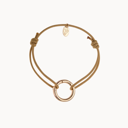 Bracelet personnalisé Breloque sur cordon & fermoir Rond plaqué or merci maman