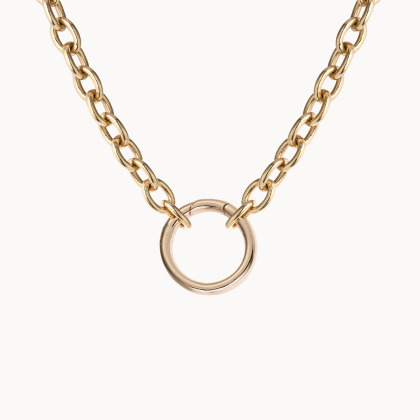 Personalisierte runde Lucky Charm Halskette vergoldet merci maman