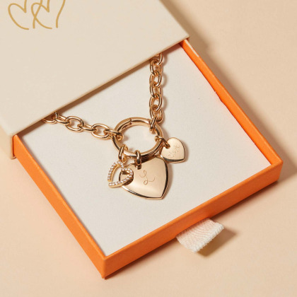 Personalisierte runde Lucky Charm Halskette vergoldet merci maman