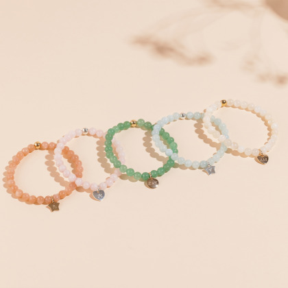 Personalised Mini Charm Beaded Bracelet gold plated merci maman