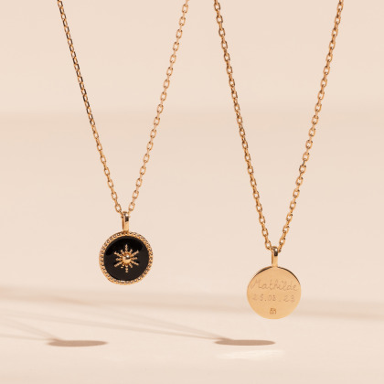Collier personnalisé Etoile du Nord plaqué or merci maman