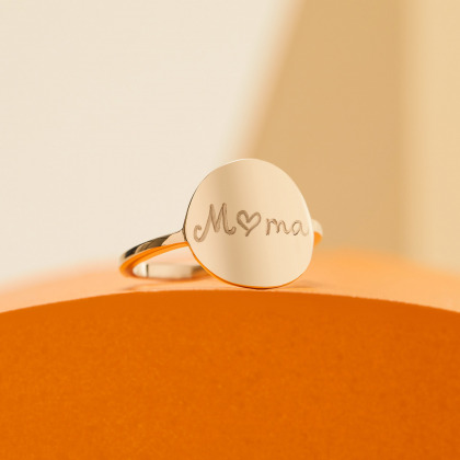 bague disque personnalisée plaqué or merci maman