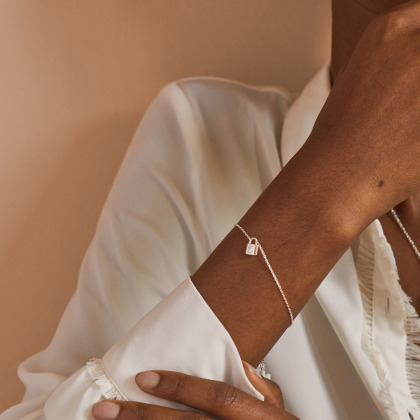 Bracciale personalizzato a catena con lucchetto argento sterling merci maman