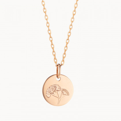 Collar personalizado con flor de nacimiento baño oro merci maman