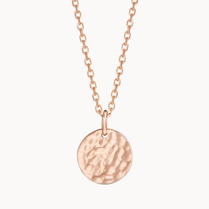 Collana Personalizzata con Disco Martellato Piccolo placcato in oro rosa merci maman