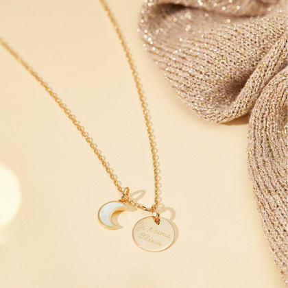 Collana personalizzata di madreperla piccola placcato oro merci maman