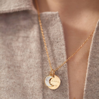 Collana personalizzata di madreperla piccola placcato oro merci maman