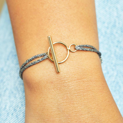 Bracelet Étincelant Fermoir T plaqué or merci maman