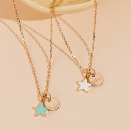 Collana personalizzata con Stella in Smalto placcato in oro merci maman