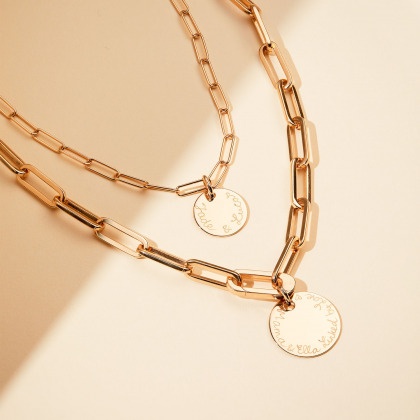 Cadena fina de collar Love Links baño oro merci maman