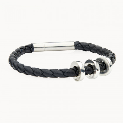 Personalisiertes Unity Lederarmband für Männer sterlingsilber merci maman