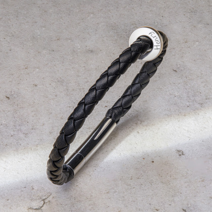 Personalisiertes Unity Lederarmband für Männer sterlingsilber merci maman