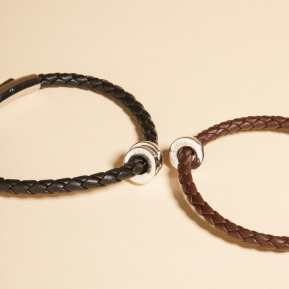 Personalisiertes Unity Lederarmband für Männer sterlingsilber merci maman