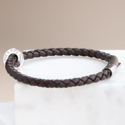 Personalisiertes Unity Lederarmband für Männer sterlingsilber merci maman