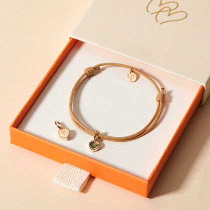 Personalisiertes Herz Geburtsstein Armband vergoldet merci maman