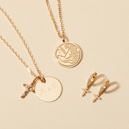 Collana personalizzata con medaglia di colomba placcato in oro merci maman