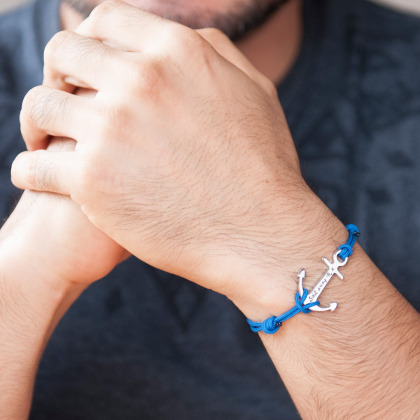 Bracciale ancora personalizzato uomo argento sterling merci maman
