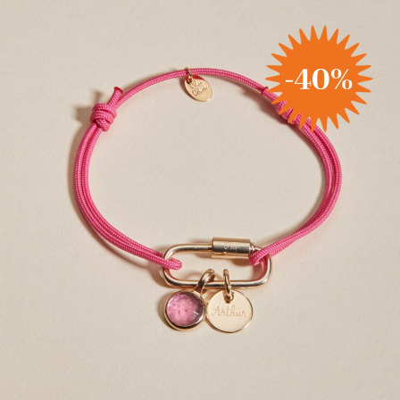 Personalisiertes Lucky Charm Geburtsstein Armbändchen vergoldet merci maman