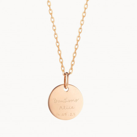 personalised christening disc necklace gold plated merci maman