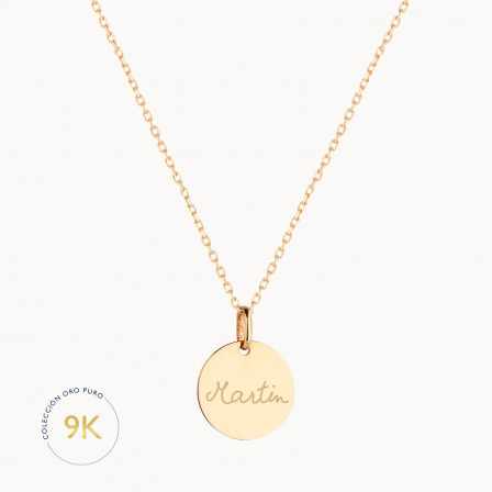 Collar personalizado con medalla en oro de 9 kilates merci maman