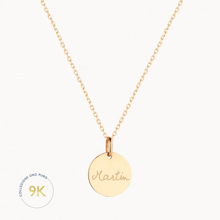 collana personalizzata con disco in oro 9 carati merci maman