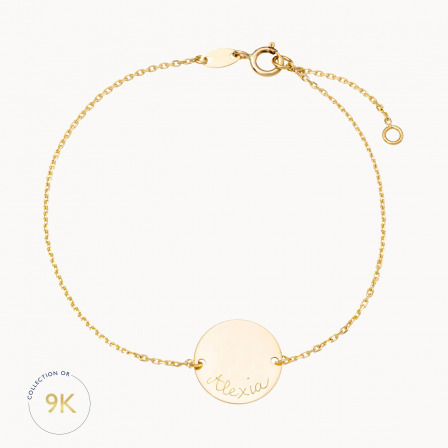 Bracelet personnalisé pastille sur chaîne en or 9 carats merci maman
