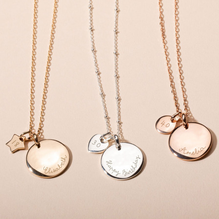 Collier personnalisé Anniversaire plaqué or argent or rose merci maman