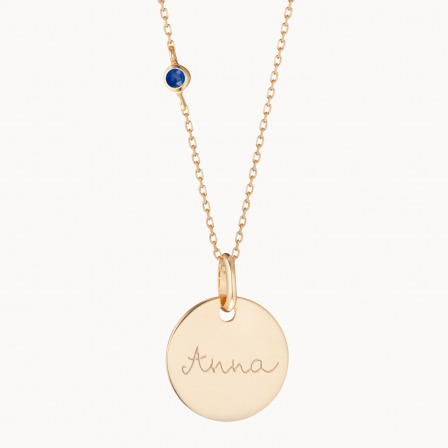 Personalisiertes Geburtsstein Halskettchen vergoldet Lapislazuli merci maman