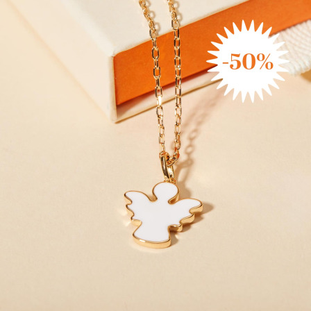 Collana personalizzata con angelo in smalto placcato in oro merci maman