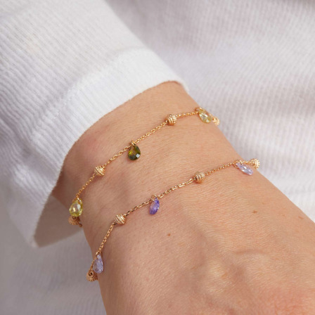 Pulsera de gotas Cristal baño de oro merci maman