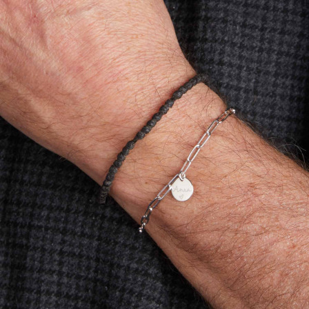 Personalisiertes Dainty Love Links Gliederarmband für Männer silber merci maman