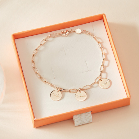 Bracciale personalizzato sottile Love Links placcato in oro
