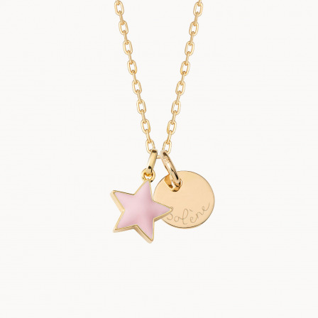 Personalisierte Emaille Stern Halskette vergoldet merci maman
