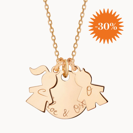 Collar personalizado Familia bano de oro amarillo merci maman