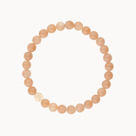 Personalisiertes Halbedelsteinarmband mit Beads vergoldet Pfirsich Mondstein merci maman