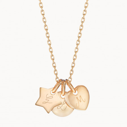 Personalisierte Mini Charm Halskette vergoldet merci maman