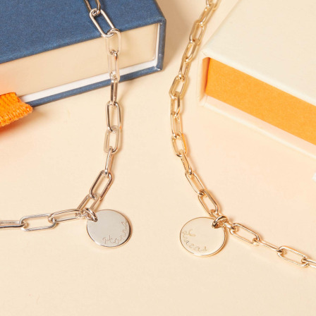 Bracciale personalizzato sottile love links per la coppia placcato in oro merci maman