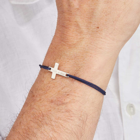 Personalisiertes flaches Kreuz Armband für Männer  sterlingsilber merci maman
