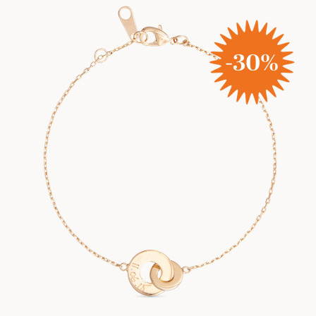 Personalisiertes Mini Armkettchen mit verschlungenen Ringen vergoldet merci maman