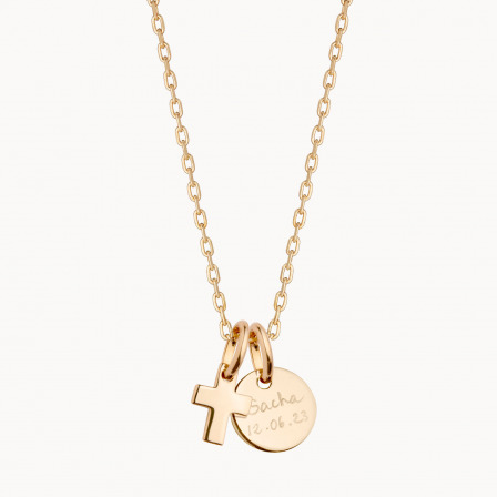 personalisierte mini kreuz alshkette vergoldet merci maman