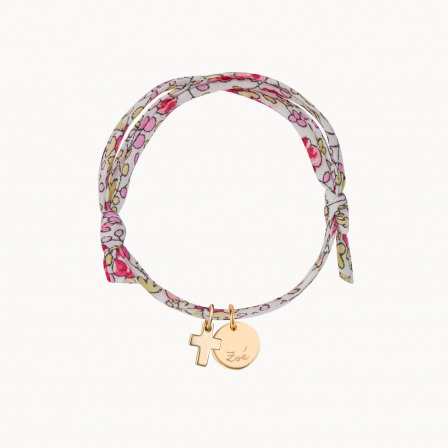 Personalisiertes Mini Kreuz Liberty Armband vergoldet merci maman