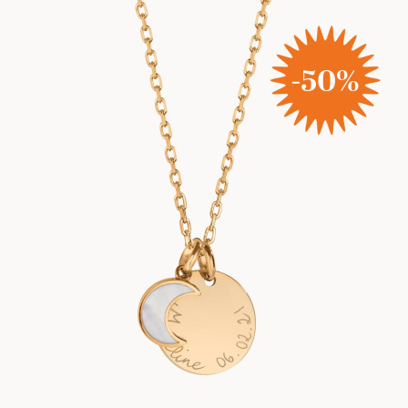 Collana personalizzata di madreperla piccola placcato oro merci maman