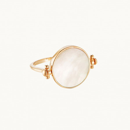Personalisierter Perlmutt Flip Ring vergoldet merci maman