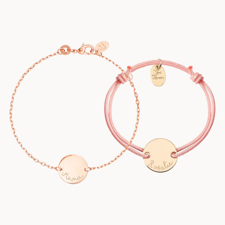Personalisiertes Mutter und Tochter Armband Set vergoldet merci maman